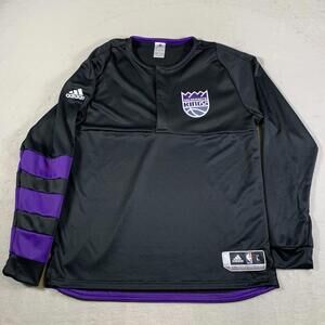 Adidas Sacramento Kings Warm-Up Shirt Mens‎ Large NBA Player ID Long Sleeve 2016